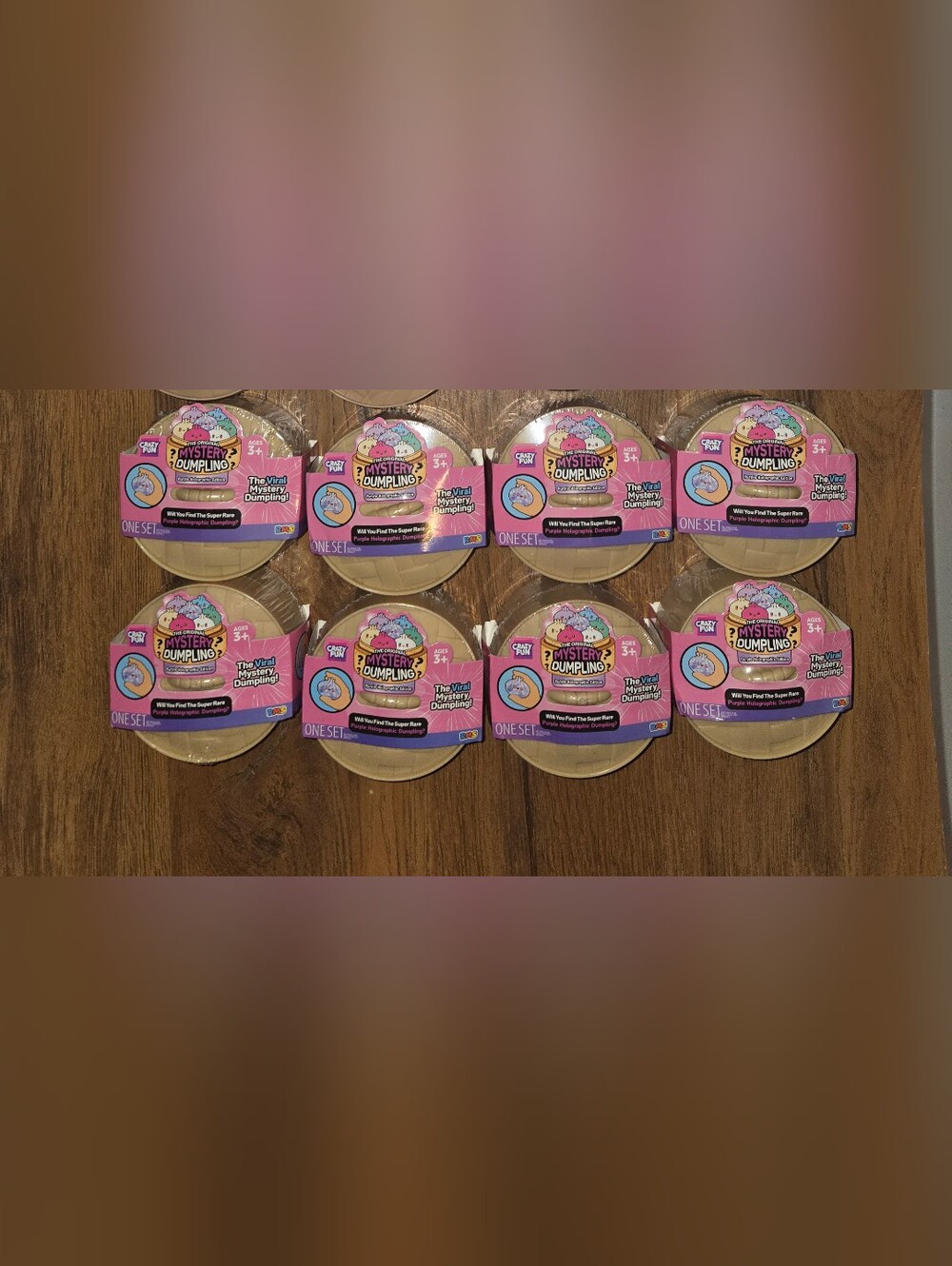 Set of 8- RMS Crazy Fun Purple Holographic Dumpling Squishy Viral Mystery